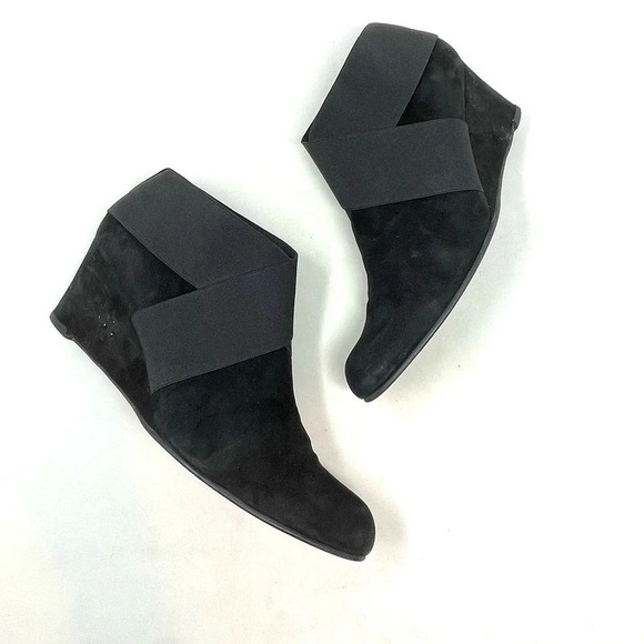 Stuart Weitzman Coban Suede Wedge Booties Black Size US 9.5 - Picture 1 of 12